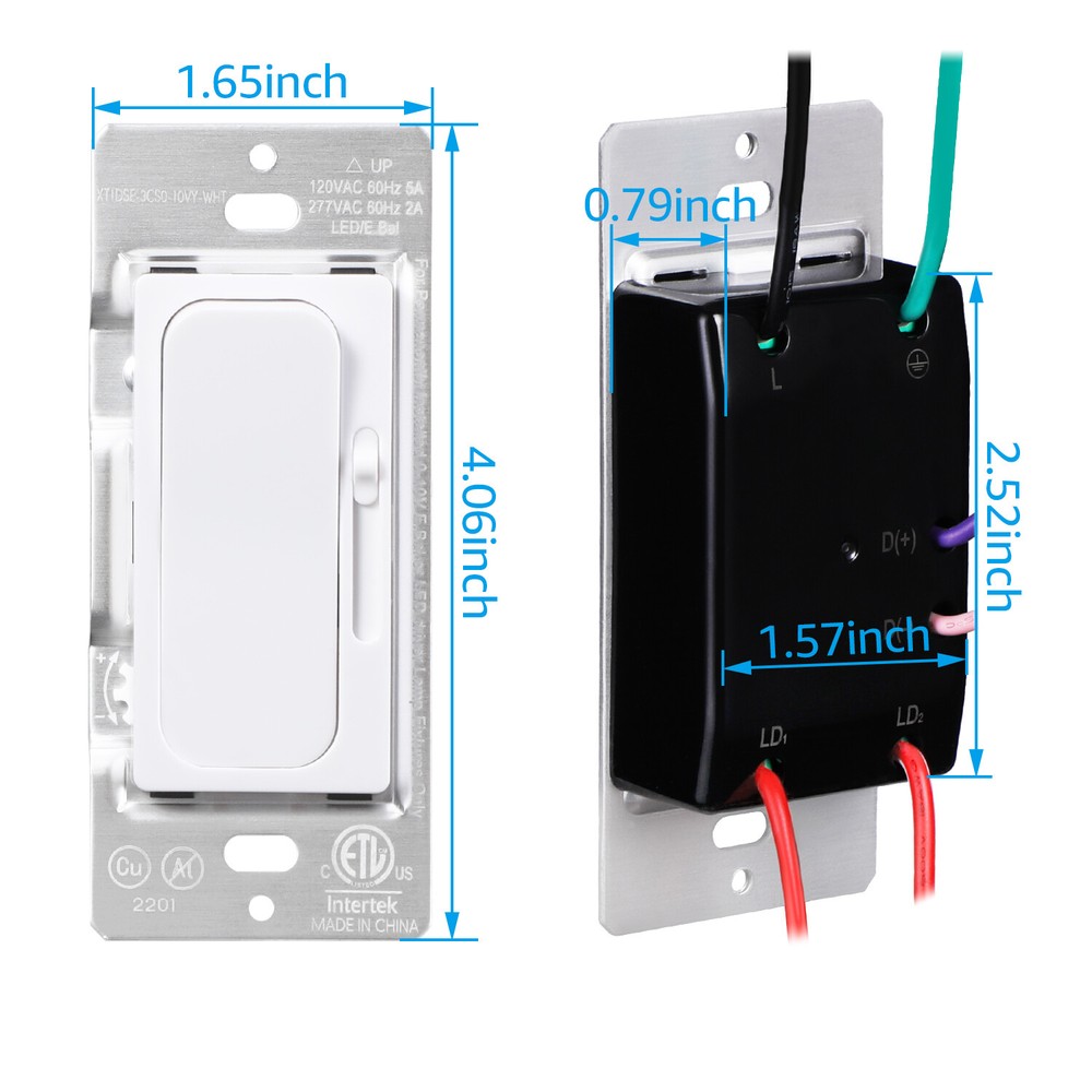 2-Pack 3-Way 0-10V Dimmer Switch 120/277V, Low Voltage Dimmer Light Switch