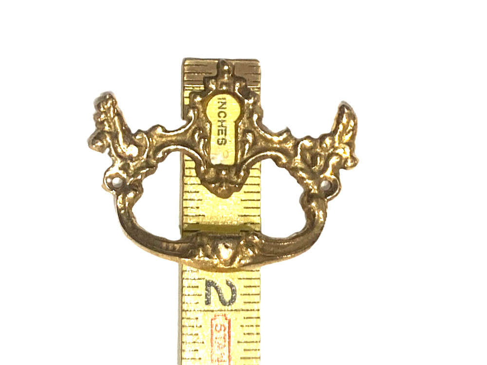 Horizontal Victorian Cast Brass Drawer Pull with Keyhole Cover Handle