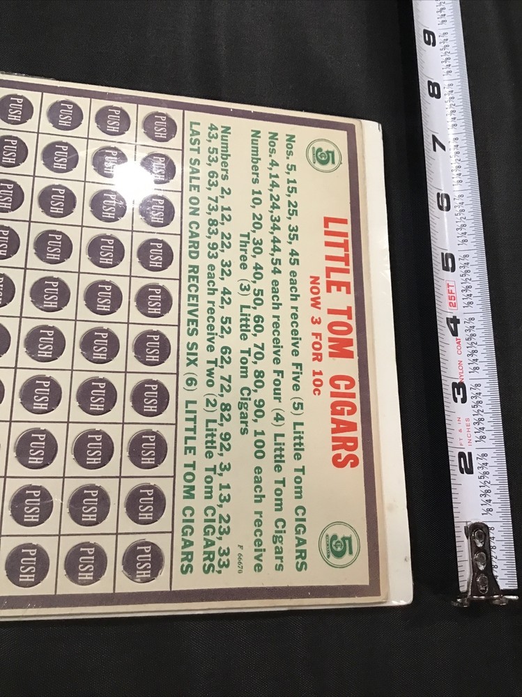Little Tom Cigars Ad Store Counter Stimulation Win Punch Board Game