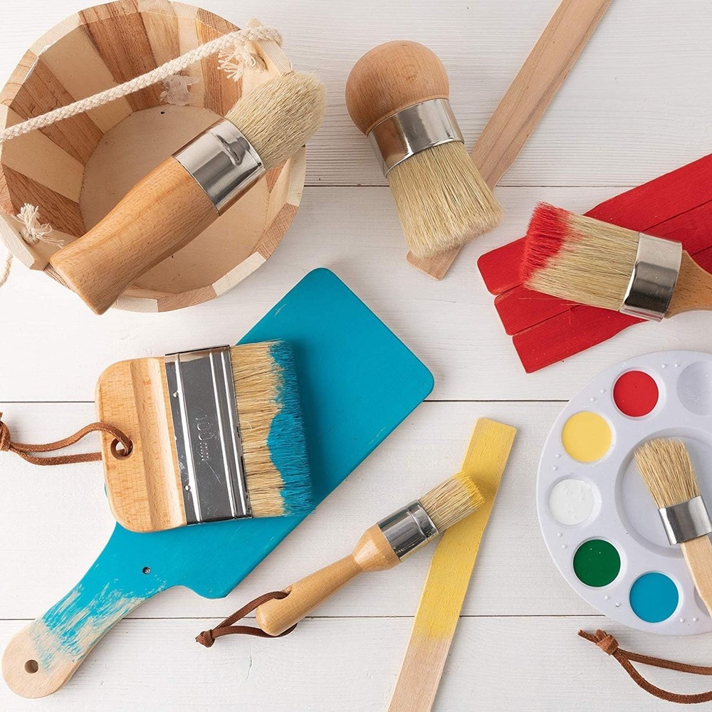 Versatile 6-Pack Boar Bristle Paint Brushes - Minimal Shedding & Smooth Coverage