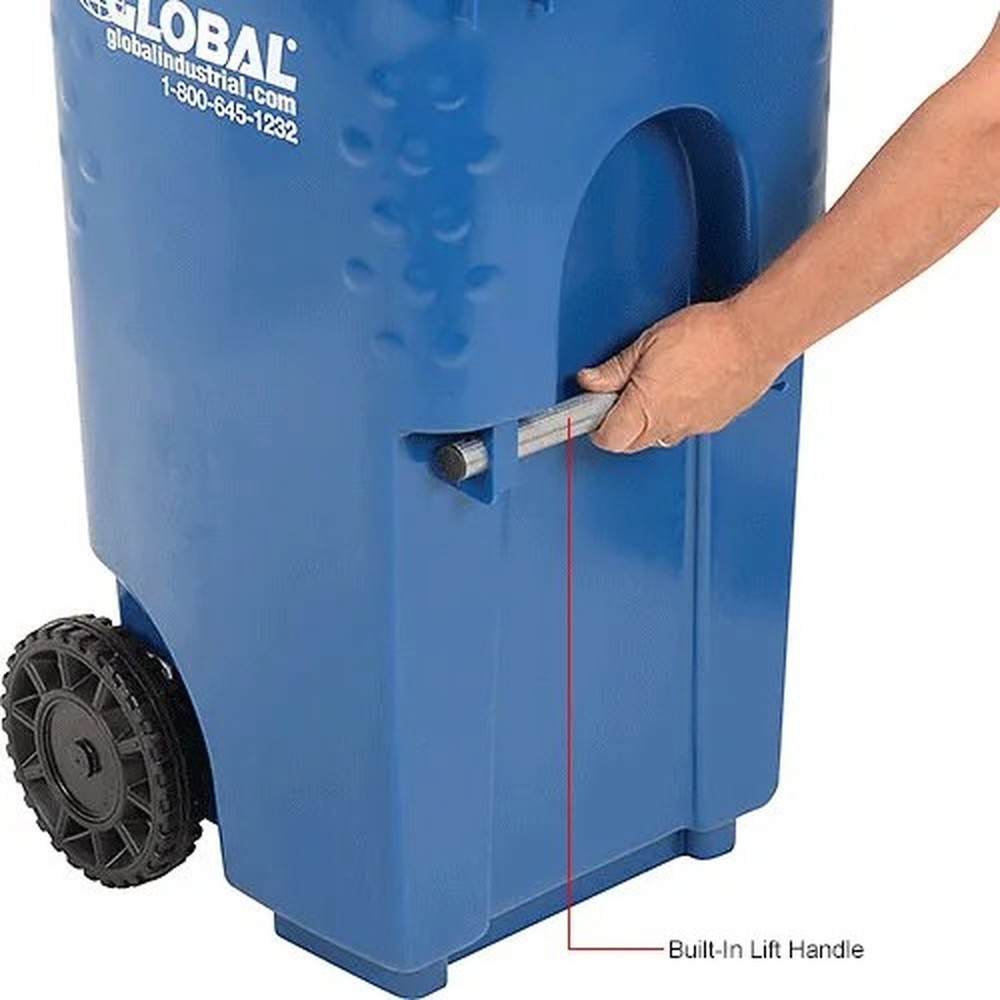 Global Industrial? Mobile Trash Container, 35 Gallon Blue