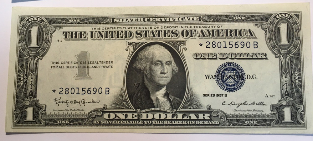 2 SEQUENTIAL 1957 B STAR Silver Certificates UNC