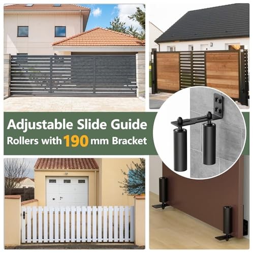 Adjustable Sliding Gate Roller Hardware Kit - Heavy Duty Steel 6in Black-2pcs