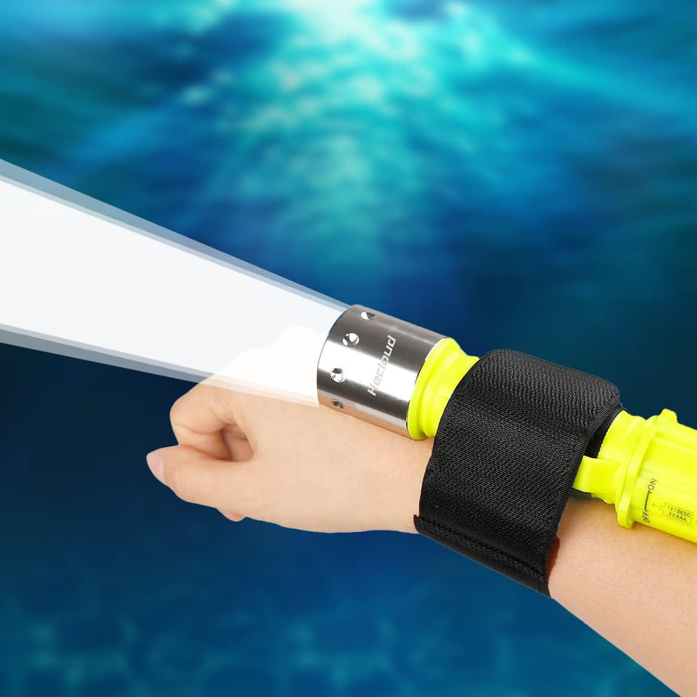 Diving Flashlight with Rechargeable Power Scuba Dive Light IPX8 Waterproof Under