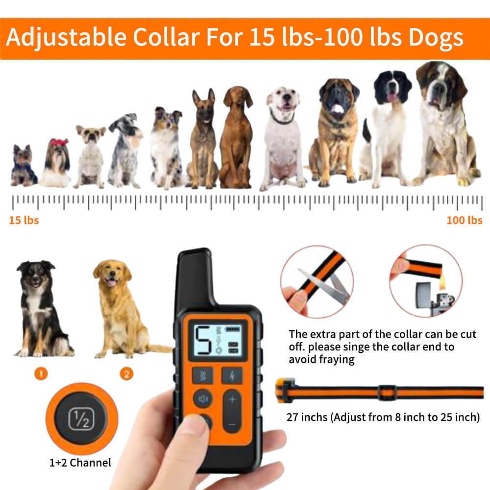 Remote Control Dog Training Collar Waterproof Electric Shock Red