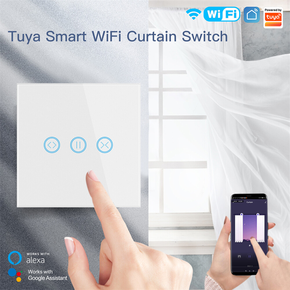 Tuya WiFi Smart Touch Curtain Blinds Shutter Switch Smart Life APP Control UK