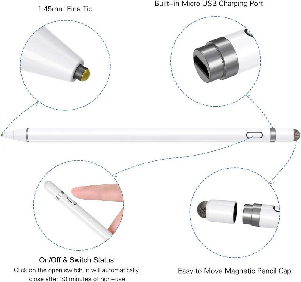 Rechargeable Pencil Active Stylus Pen Compatible For IOS & Android Touch Screens