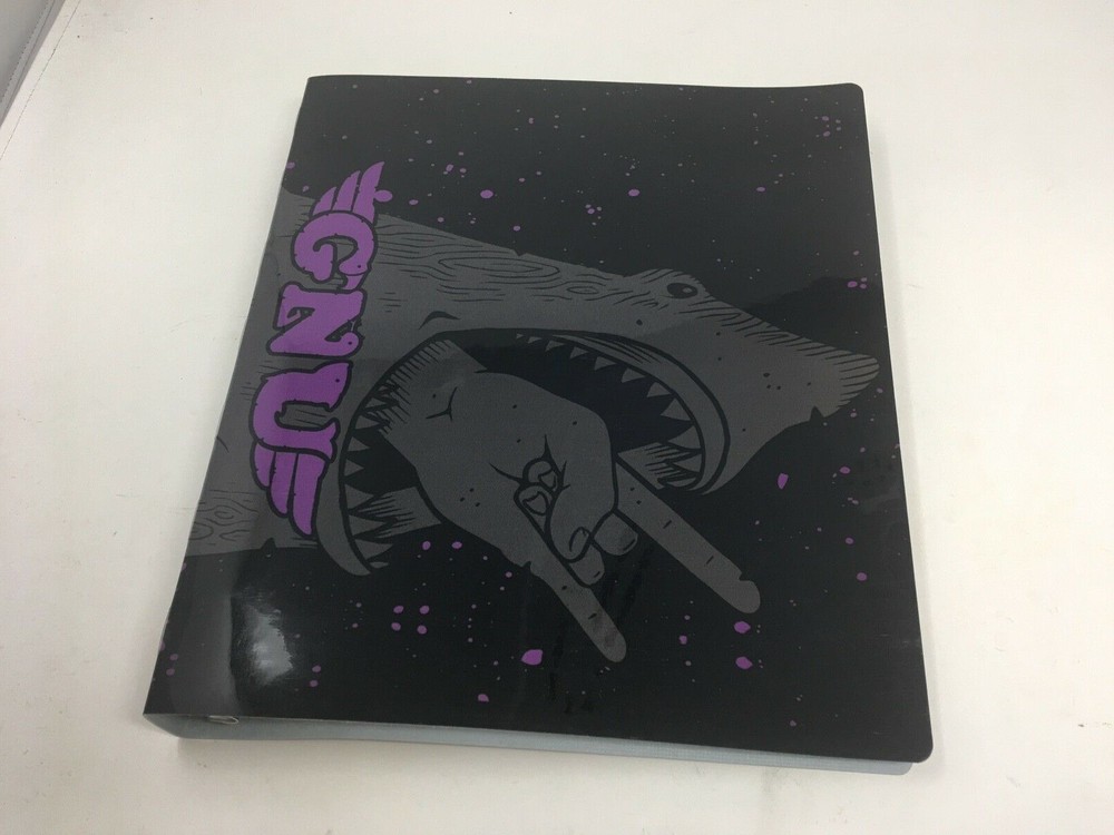 Gnu 3-ring binder, Danny Kass snowboard graphic, top sheet material