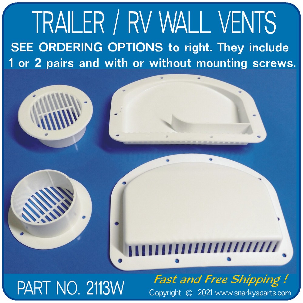 TRAILER / RV VENTS, WHITE, 1 inner, 1 outer, Utility, Livestock, Motorcycle