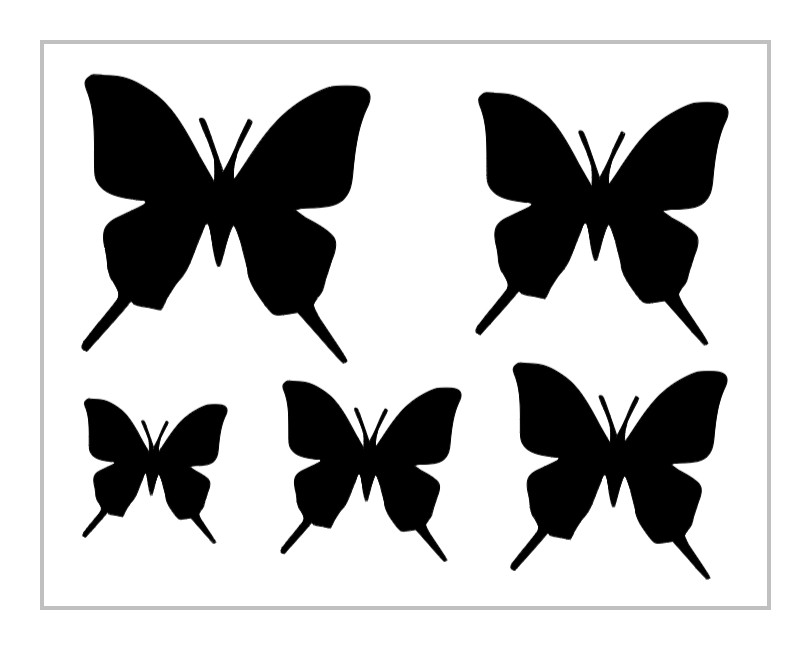 Butterfly Stencil 5 Sizes Basic Simple Silhouette 8" x 10" Reusable Sheet S1239