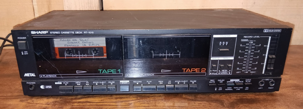Vintage SHARP Stereo Double Casette Deck RT-1010