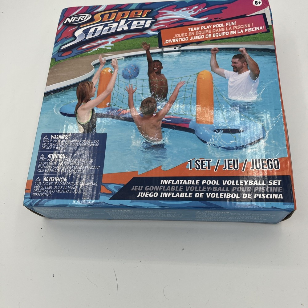 Nerf Super Soaker Pool Volleyball Set Inflatable Pool Float with Net and Ball