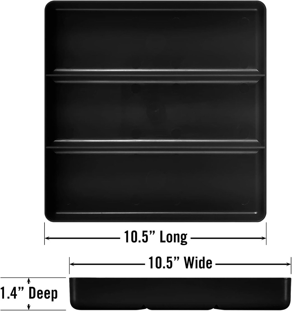 Stackable Home, Office & Workshop Tray in Black with 3 Compartments - Ideal for