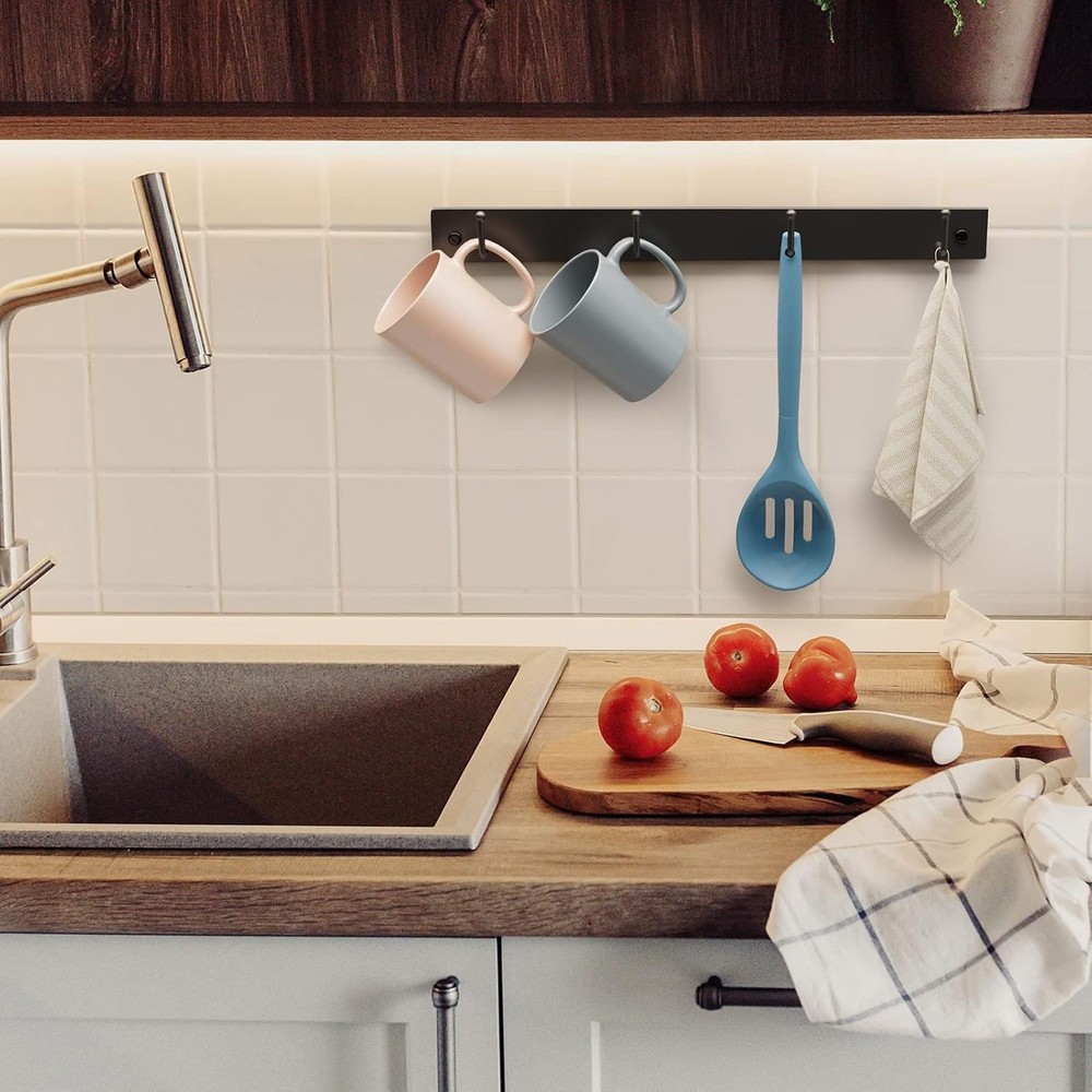 Coffee Mug Holder Wall Mounted W/ 12 Hooks Regular Additional Mug Rack)