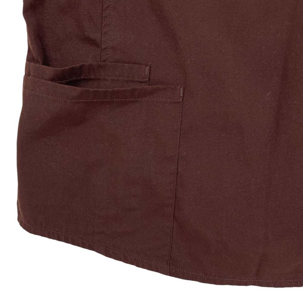 Scrub Star Scrub Top Womans Size S With Pockets Solid Brown