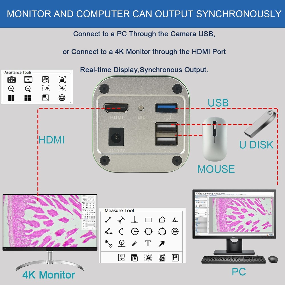 KOPPCE HD 4K Microscope Industrial Camera With 23.2mm to 30 and 30.5mm Interface