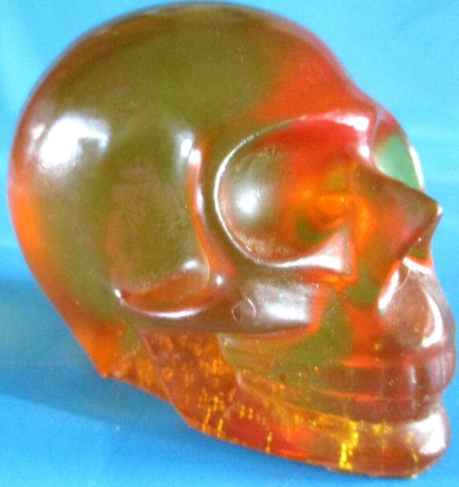 Custom Made Plastic Human Skull Orange Gold Dashboard! Shifter Handle Shift Knob