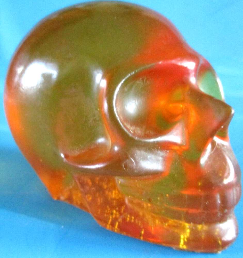 Custom Made Plastic Human Skull Orange Gold Dashboard! Shifter Handle Shift Knob