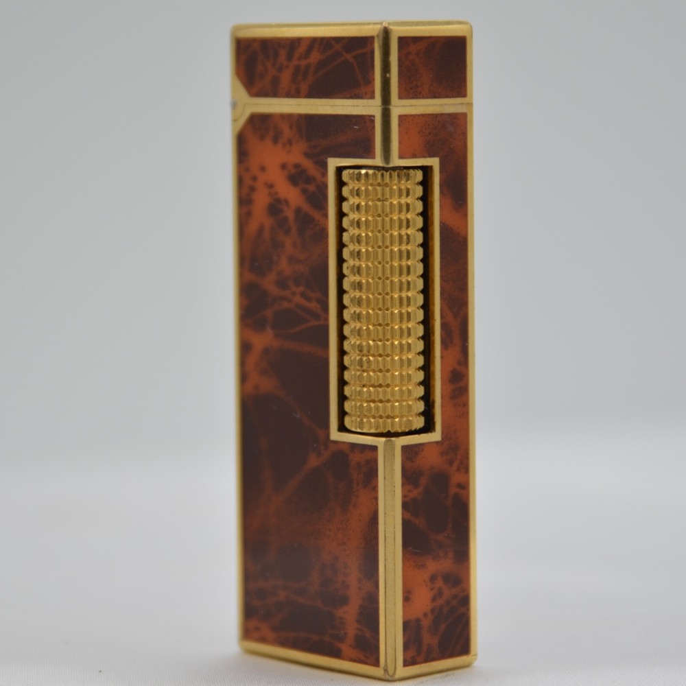 Dunhill Rollagas Lighter Laquer-Brown Shell-Ultrasonically cleaned_Working