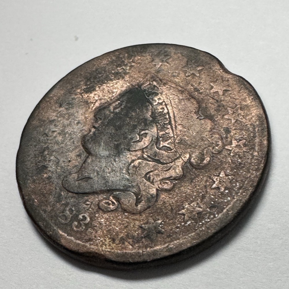1833 Coronet Head Large Cent US 1C Copper Coin