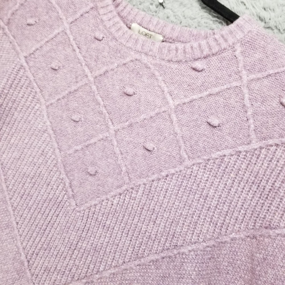 Loft Sweater Womens Medium Bobble Purple Knit Pullover Poncho
