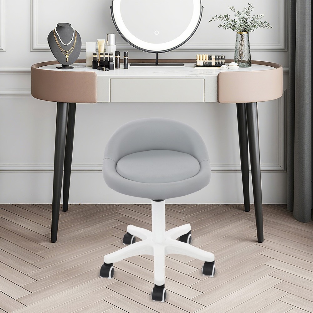 Adjustable Beauty Salon Chair Rolling Stool Rolling Stool with Low Backrest