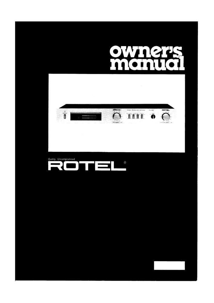 Rotel RN-560 Nose Reduction System Owners Manual