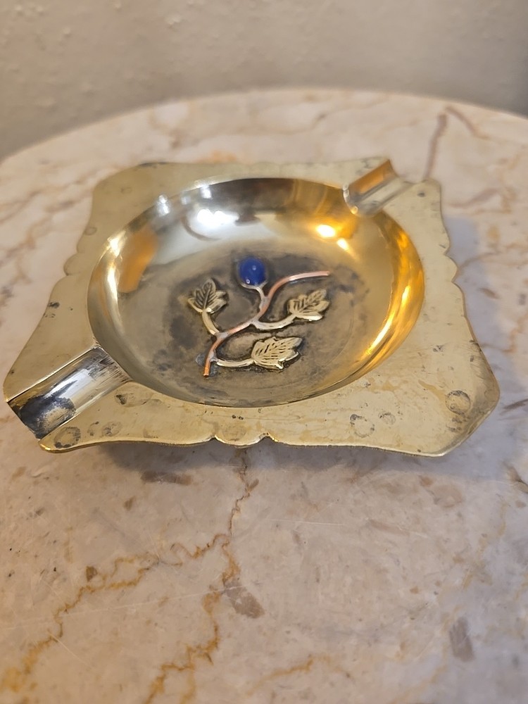 Vintage Chinese Solid Brass Ashtray Small