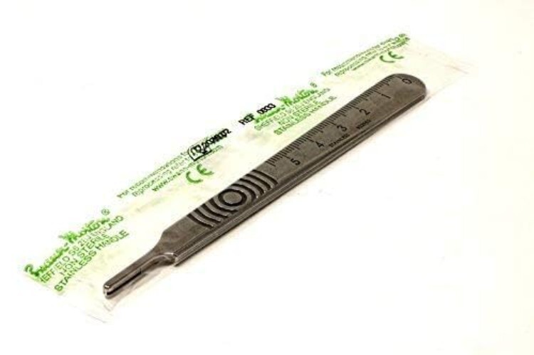 Solid Stainless Steel Scalpel Handle No.3 - Compatible with Multiple Blade Sizes