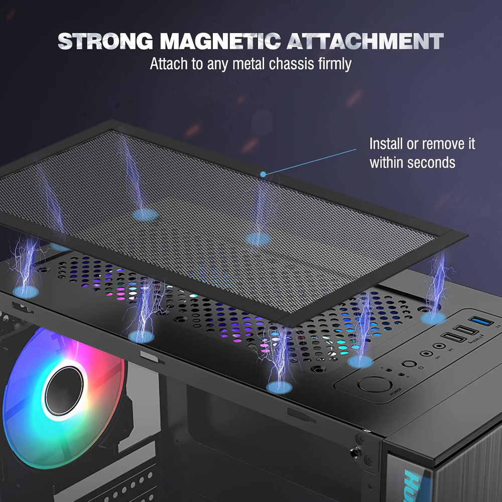 DIY PC Case Dust Mesh Filter 2 Pack Magnetic Dustproof Cover for Computer