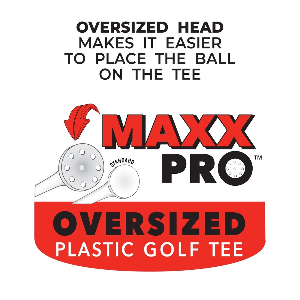 3-1/4" MaxxPro Oversized Plastic Golf Tee, 10 ct, White 3-1/4",