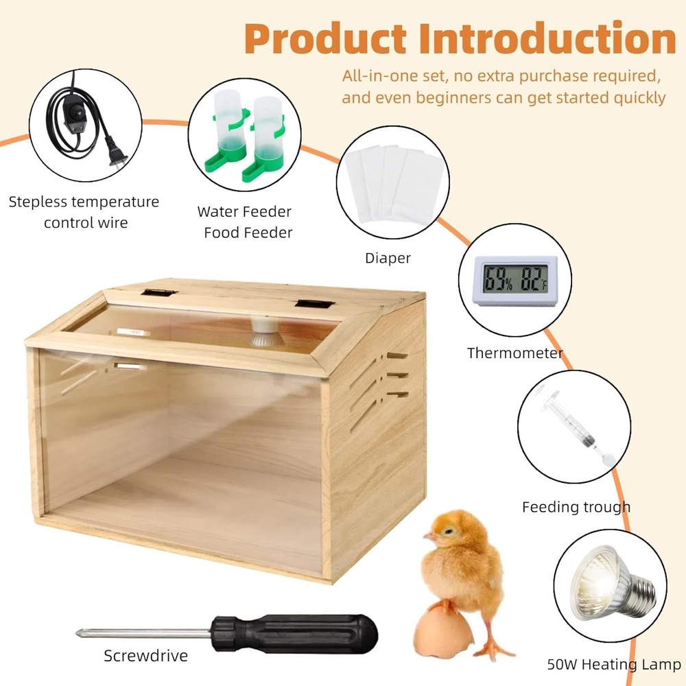 Brooder Box for Chicks, - Chicken Heater, Poultry Brooder with Heaters for
