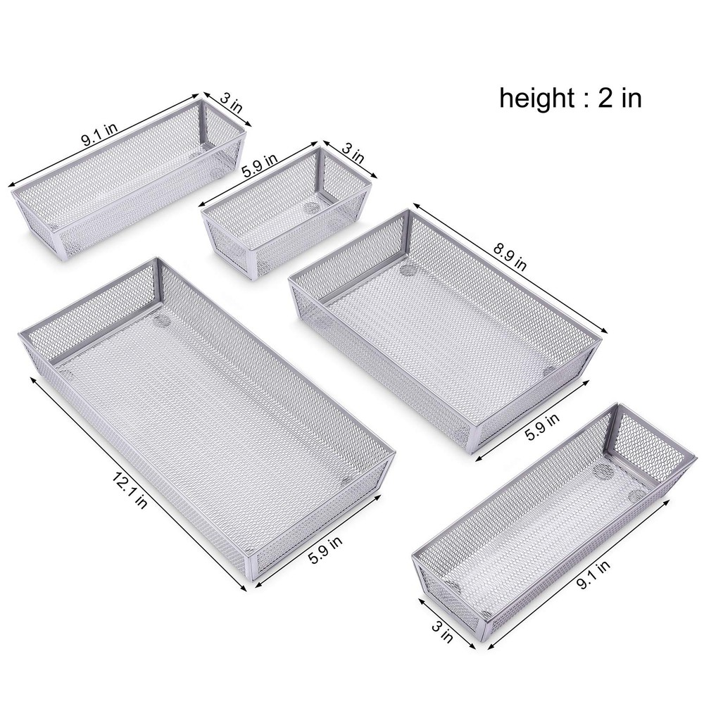 WuGeShop Mesh Silverware Tray Drawer Organizer, Kitchen Utensils Flatware wit...
