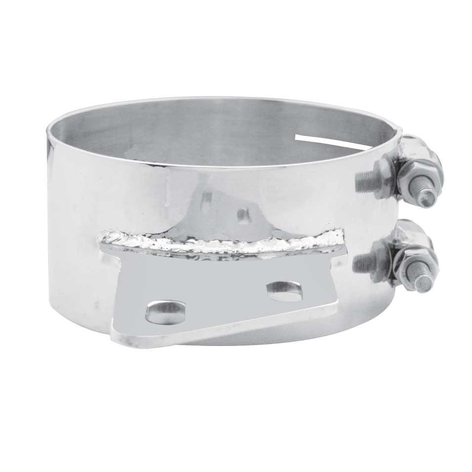 8" Butt Joint Exhaust Clamp - Stainless Steel - Angled Bracket