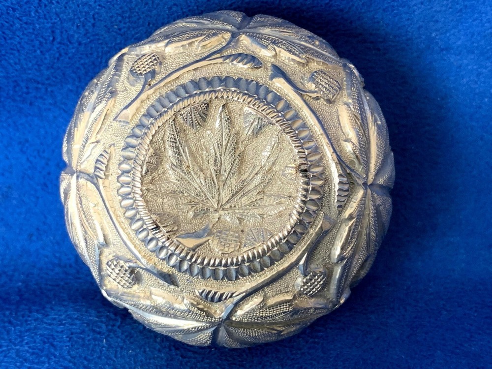 Vintage Repousse Silver Salt Cellar Gold Washed Interior