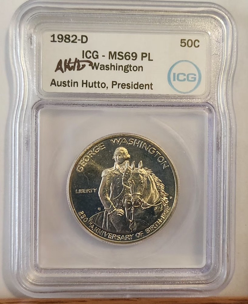 1982-D WASHINGTON "SILVER" COMMEMORATIVE HALF DOLLAR ICG MS69 PL PROOF LIKE