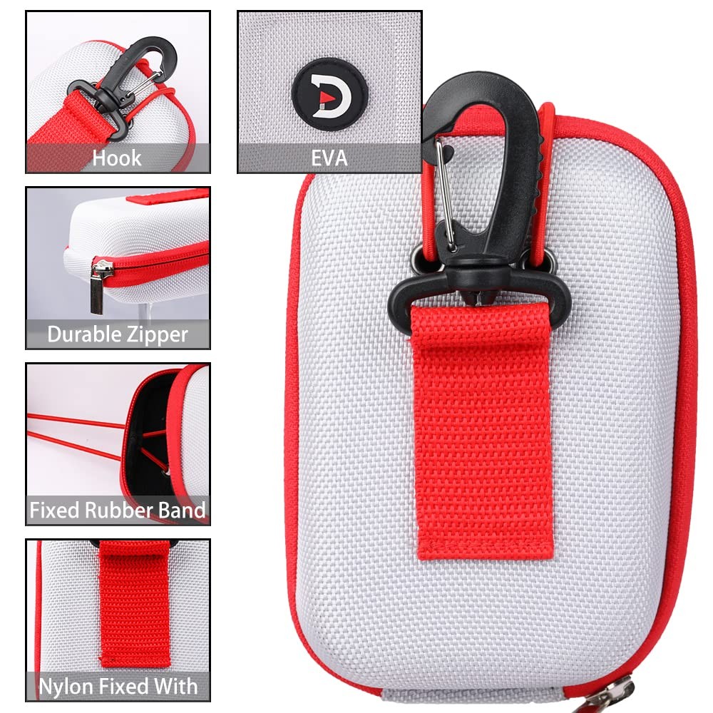 ACHIX Golf Rangefinder Hard Shell Case 5.59*3.7*2.5inch, Silver-Red