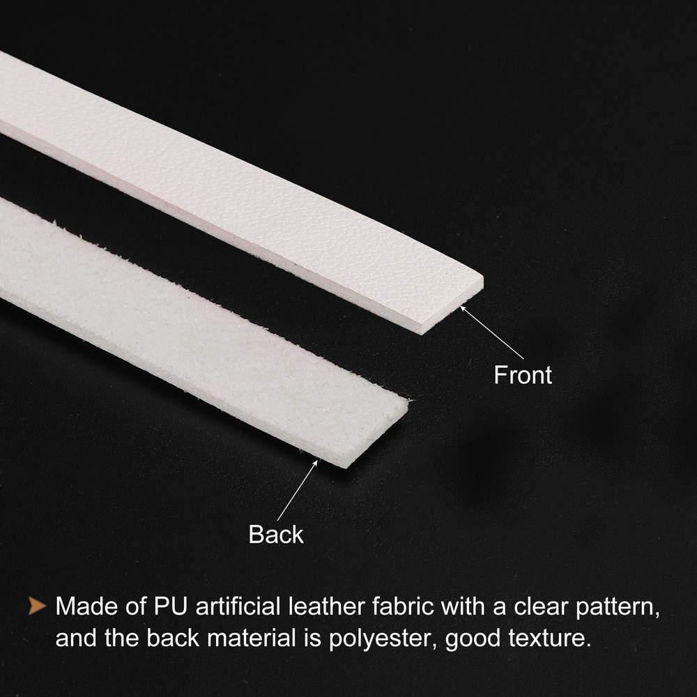 Faux Leather Straps Strip Leather String 0.8cm/0.31" Width, White,2pcs