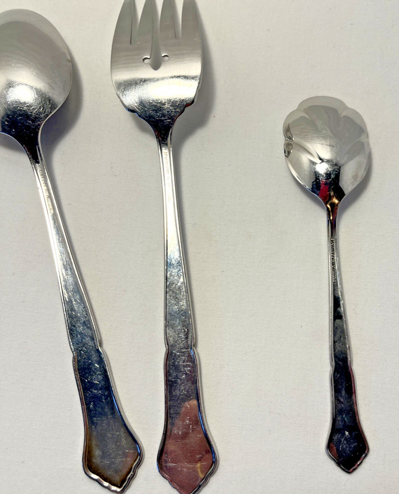 Oneida Ashmore Stainless Serving Set Serving Spoon, Cold Meat Fork, Sugar Spoon