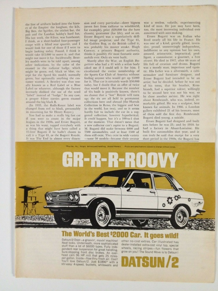 1969 Datsun /2  Print Ad