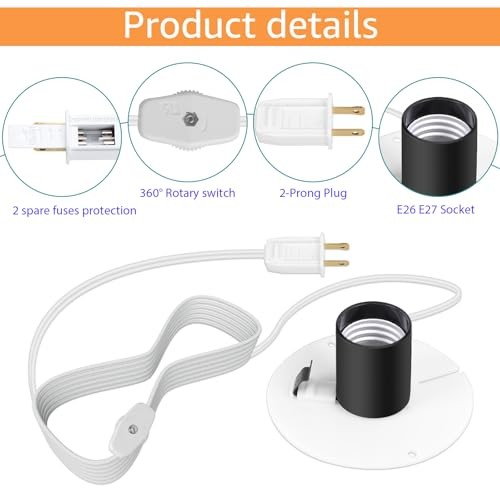 Blow Mold Light Kit Replacement Medium Base LightLight Cord with White 2 Pcs