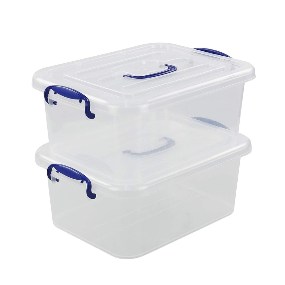 2-pack 8 Liters Storage Containers with lids, Plastic Latching Storage Boxes