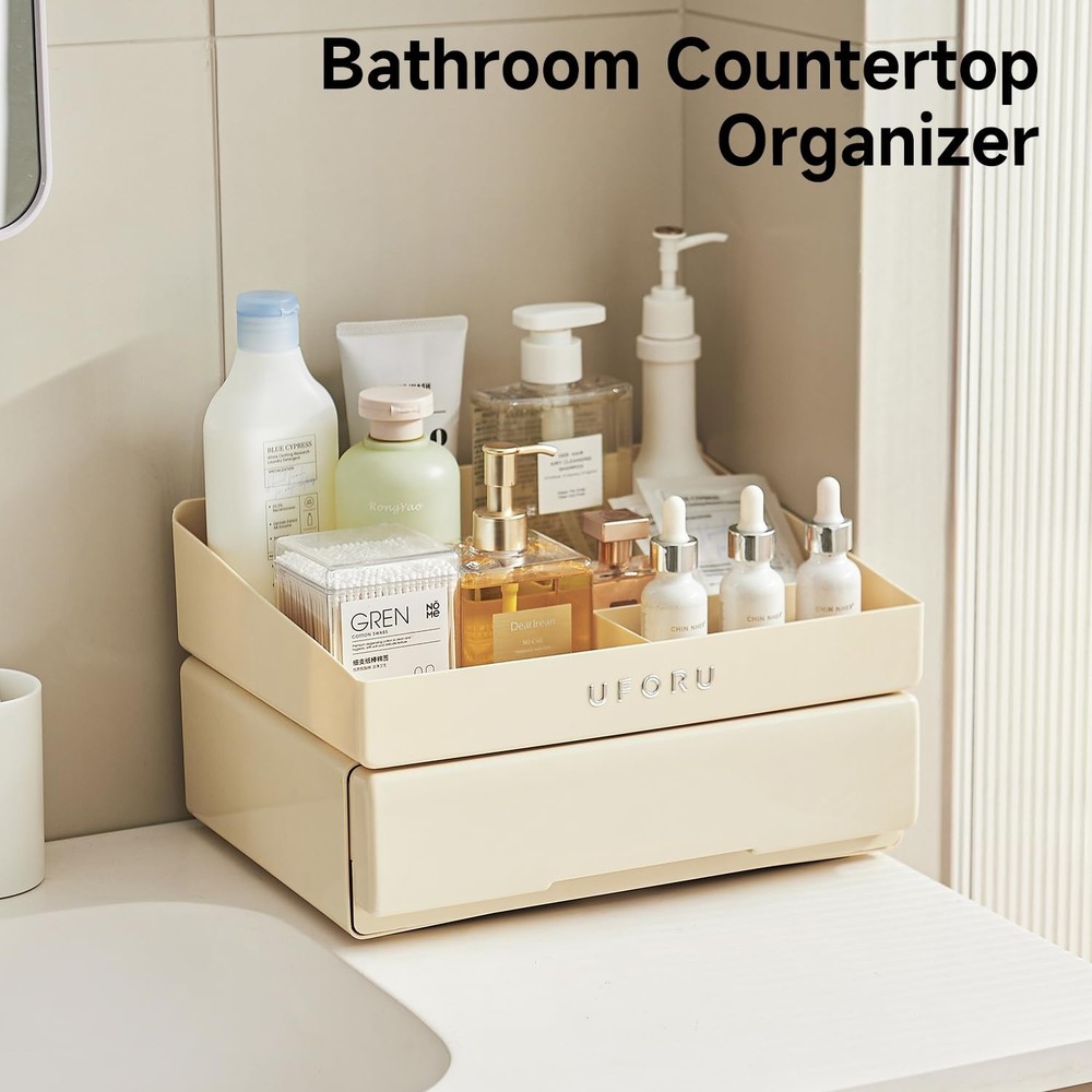 Desk Organizer with 6 Compartments, 2 Tier Stackable Storage Drawers Plastic ...