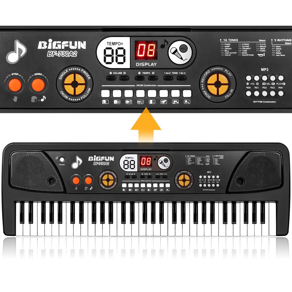 Keyboard Piano, 61 Keys Piano Keyboard for with Microphone MP3 Function Displ...