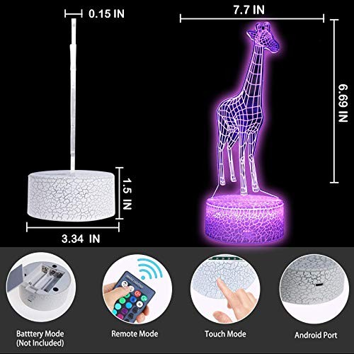 Giraffe 3D Illusion Table Animals Lamp Decor Room Night Light,16