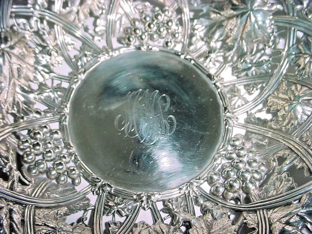 Whiting Sterling Silver BonBon Bowl Pierced Grapevine Pattern 1907