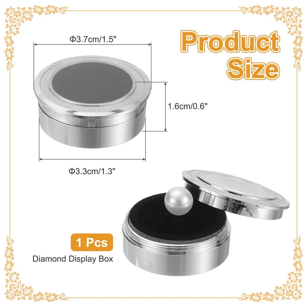 1.5x0.6 Inch 3 Pcs Elegant Pattern Gemstone Display Case Box, Silver Tone