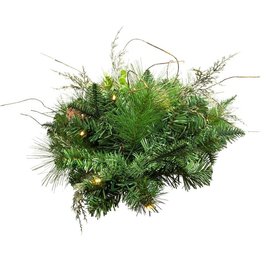 Kurt Adler Pre Lit Decorative Snowy Wall Tree, Silver, 26in