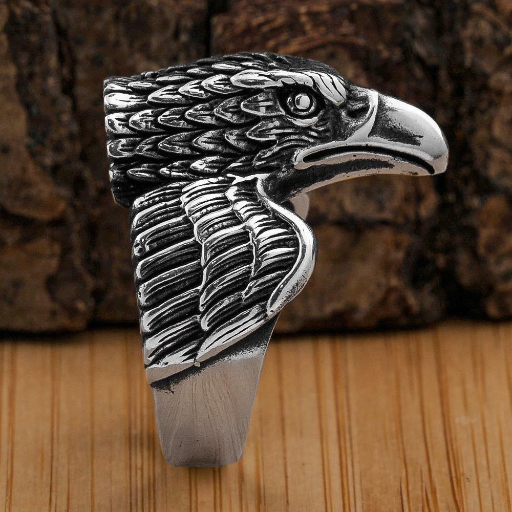 Solid 925 Sterling Silver Eagle Design Men's Ring