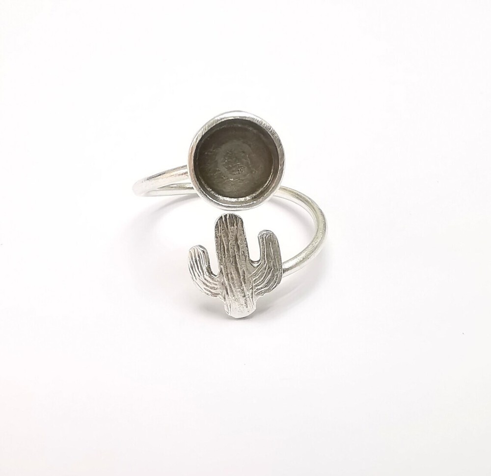 Cactus Ring Blank Setting, Cabochon Mounting, Adjustable Resin Ring Base Bezels